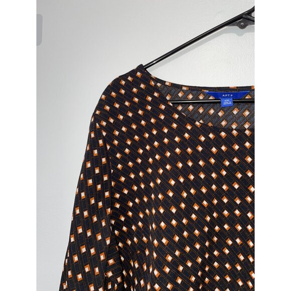 Apt. 9 Womens Geometric Print Blouse XXL Black & Orange - Picture 2 of 8